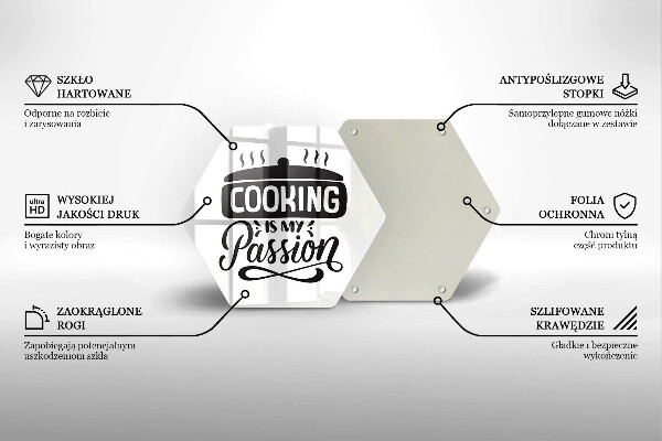 Skärbräda glas sexhörning Matlagning är min passion