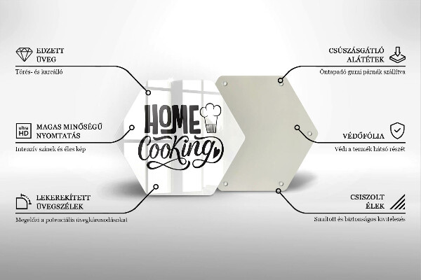 Skärbräda glas sexhörning Inskriptionen Husmanskost