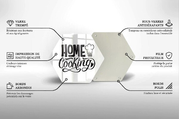 Skärbräda glas sexhörning Inskriptionen Husmanskost