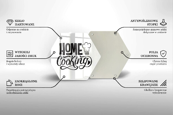 Skärbräda glas sexhörning Inskriptionen Husmanskost