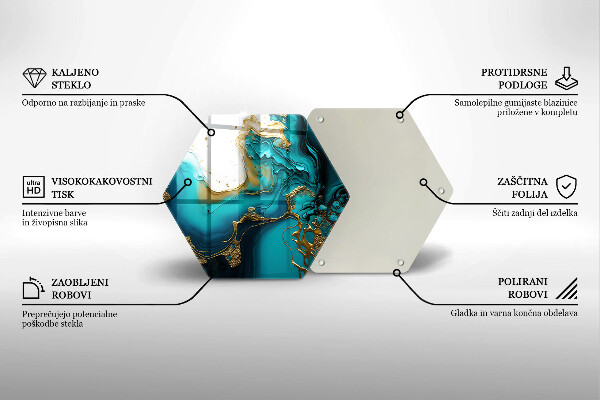 Skärbräda glas sexhörning Turkos abstraktion