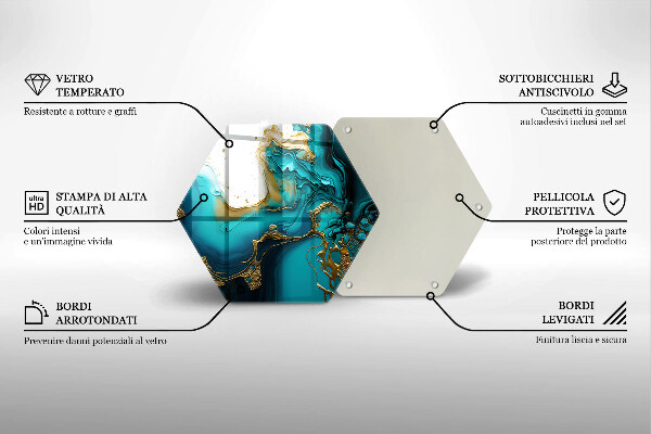 Skärbräda glas sexhörning Turkos abstraktion