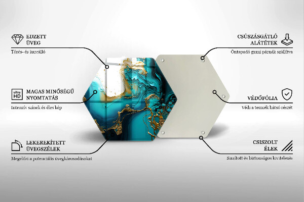 Skärbräda glas sexhörning Turkos abstraktion