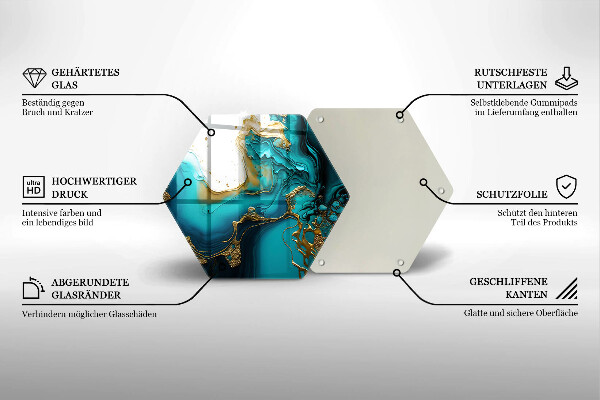 Skärbräda glas sexhörning Turkos abstraktion