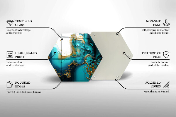 Skärbräda glas sexhörning Turkos abstraktion