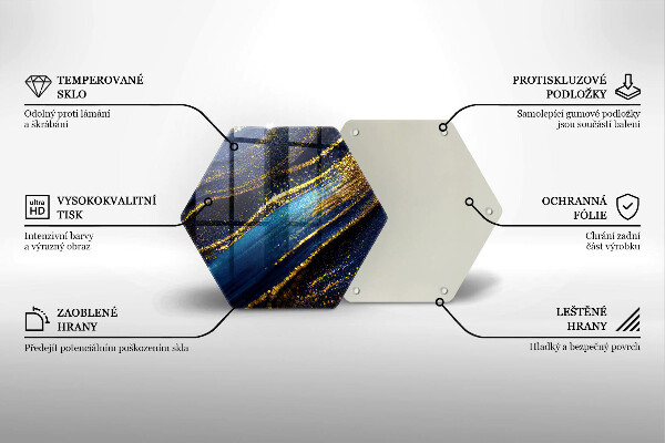 Skärbräda glas sexhörning Marinblå abstraktion