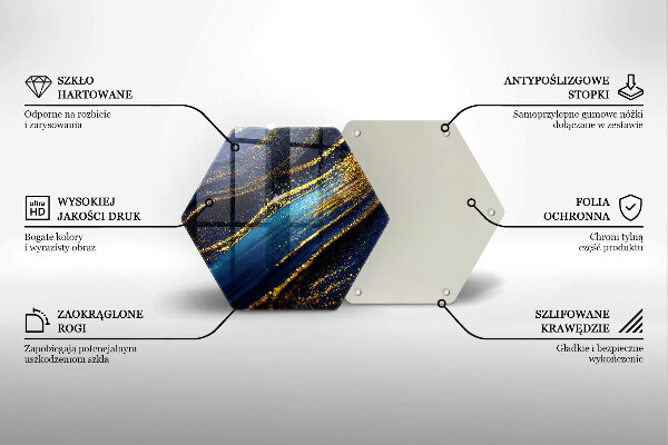 Skärbräda glas sexhörning Marinblå abstraktion