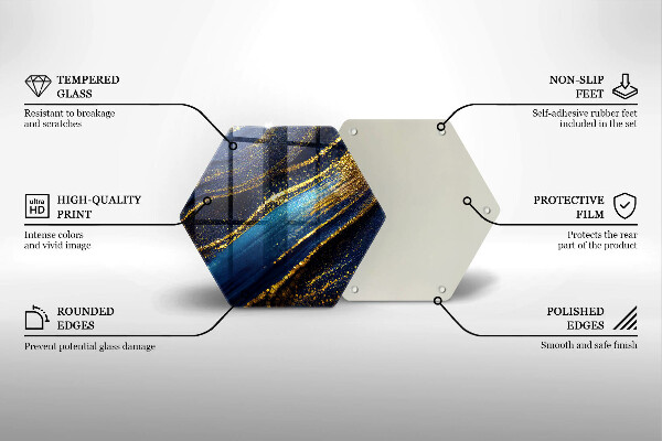 Skärbräda glas sexhörning Marinblå abstraktion