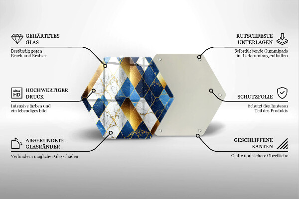 Skärbräda glas sexhörning Gyllene marmor romber