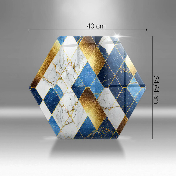 Skärbräda glas sexhörning Gyllene marmor romber