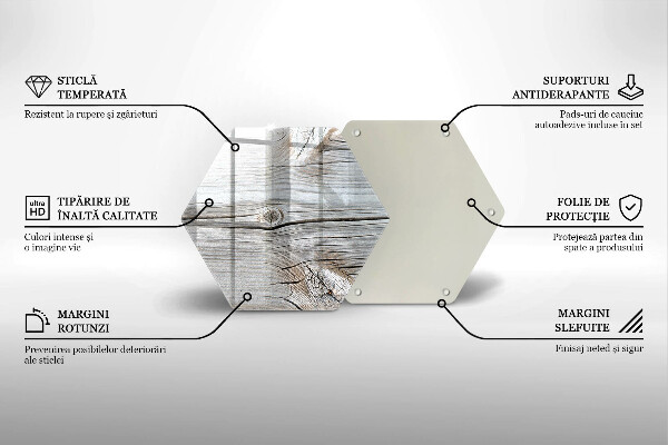 Skärbräda glas sexhörning Ljus trästruktur