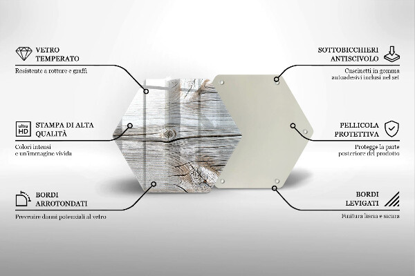 Skärbräda glas sexhörning Ljus trästruktur
