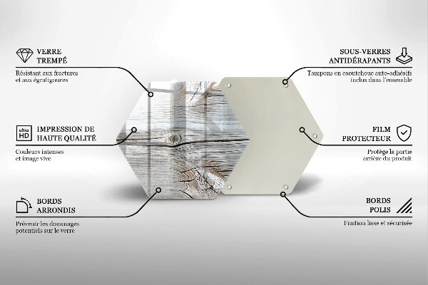 Skärbräda glas sexhörning Ljus trästruktur