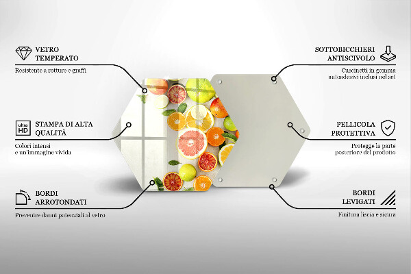 Skärbräda glas sexhörning Citrusfrukter