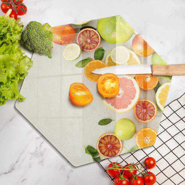 Skärbräda glas sexhörning Citrusfrukter