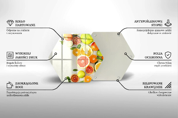 Skärbräda glas sexhörning Citrusfrukter