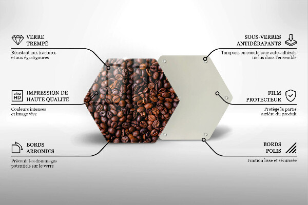 Skärbräda glas sexhörning Kaffebönor