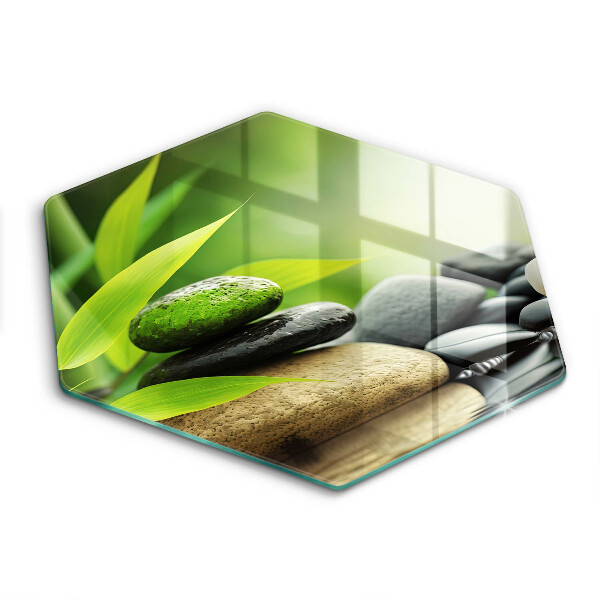 Skärbräda glas sexhörning Zen bambu stenar