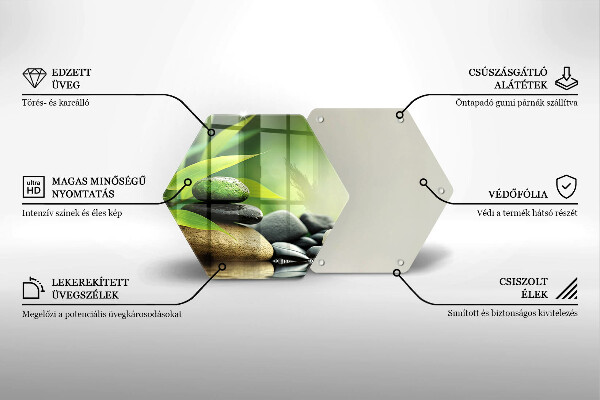 Skärbräda glas sexhörning Zen bambu stenar