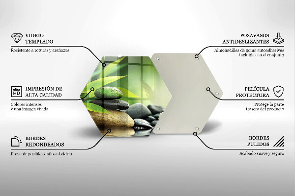 Skärbräda glas sexhörning Zen bambu stenar