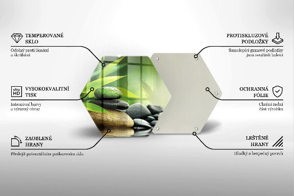 Skärbräda glas sexhörning Zen bambu stenar