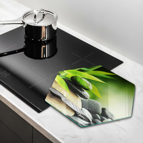 Skärbräda glas sexhörning Zen bambu stenar