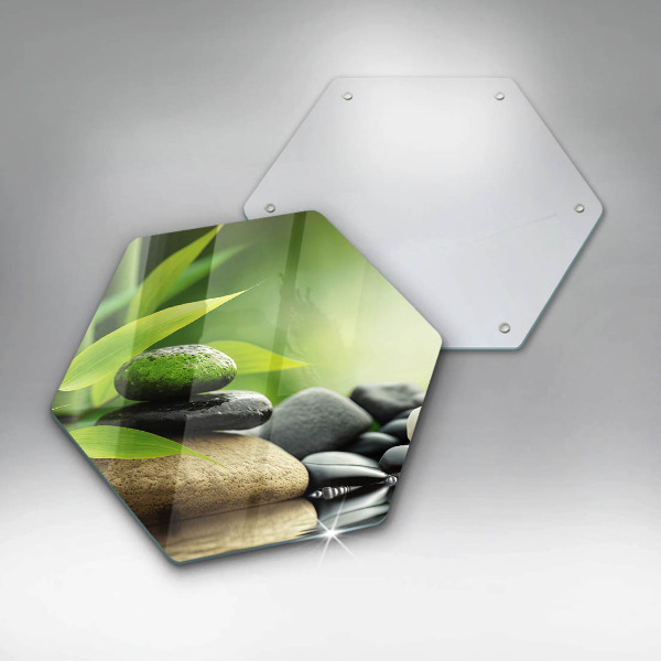 Skärbräda glas sexhörning Zen bambu stenar