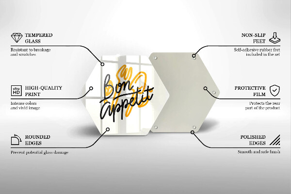 Skärbräda glas sexhörning Bon Appetit inskription