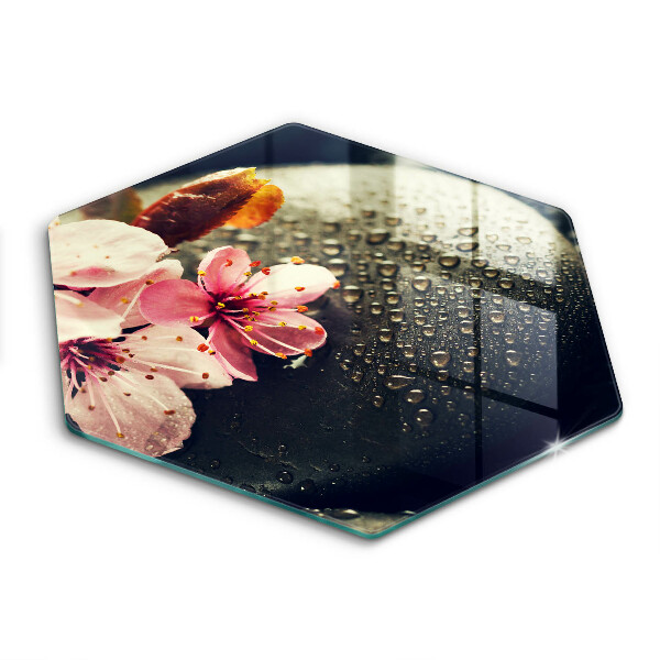 Skärbräda glas sexhörning Blommor zen stenar