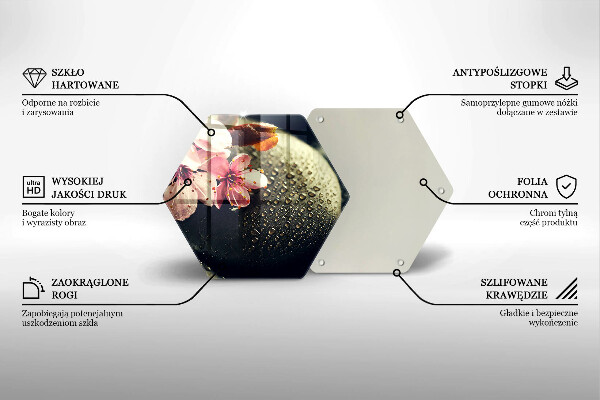 Skärbräda glas sexhörning Blommor zen stenar