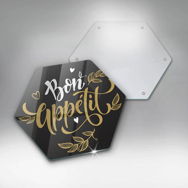 Skärbräda glas sexhörning Bon Appetit inskription