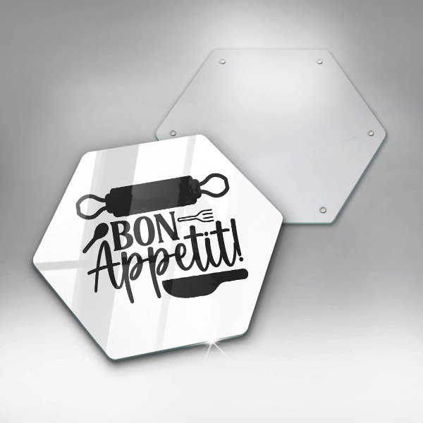 Skärbräda glas sexhörning Bon Appetit inskription