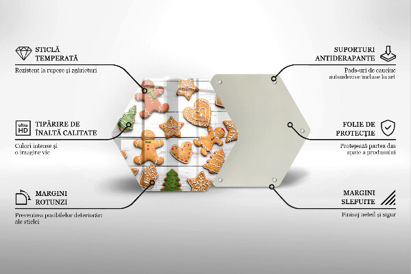 Skärbräda glas sexhörning Jul pepparkakor