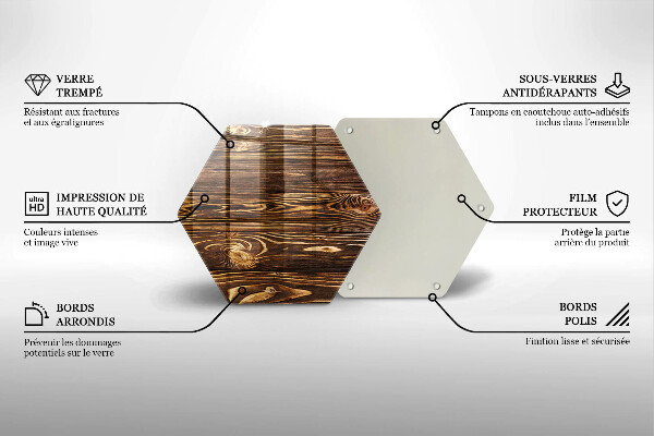 Skärbräda glas sexhörning Trästruktur