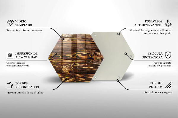 Skärbräda glas sexhörning Trästruktur