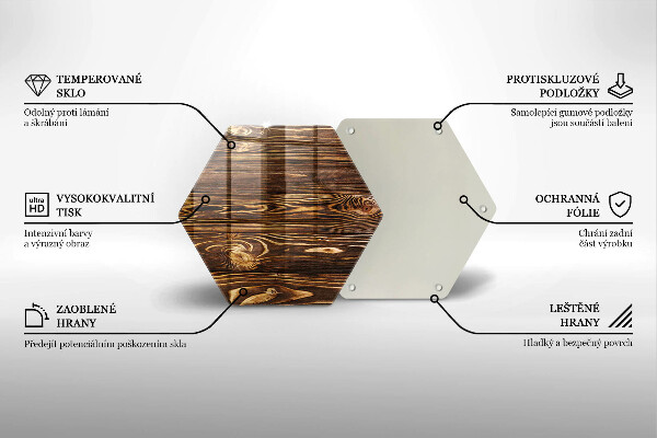 Skärbräda glas sexhörning Trästruktur