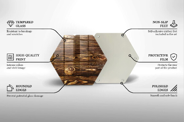Skärbräda glas sexhörning Trästruktur