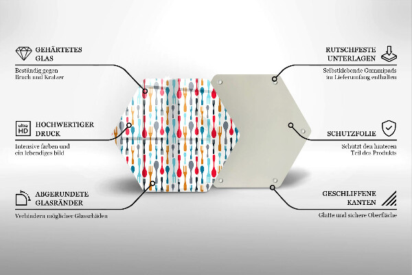 Skärbräda glas sexhörning Sked illustration