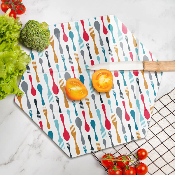 Skärbräda glas sexhörning Sked illustration