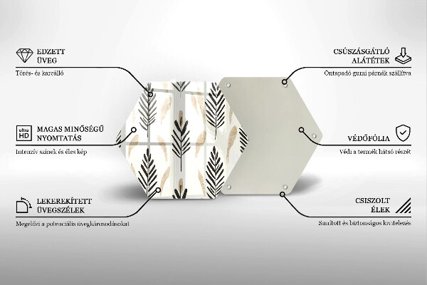 Skärbräda glas sexhörning Boho växter