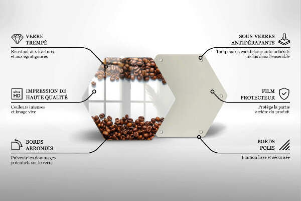 Skärbräda glas sexhörning Kaffebönor
