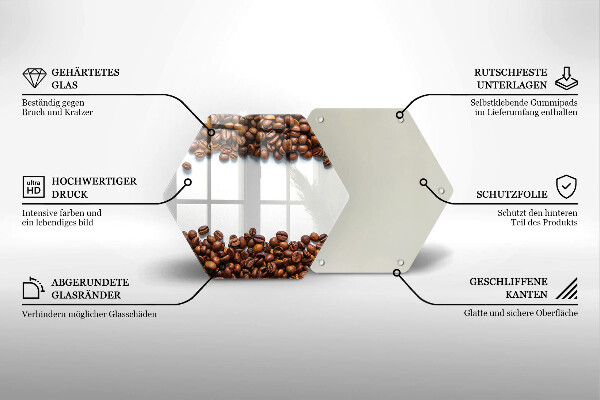 Skärbräda glas sexhörning Kaffebönor