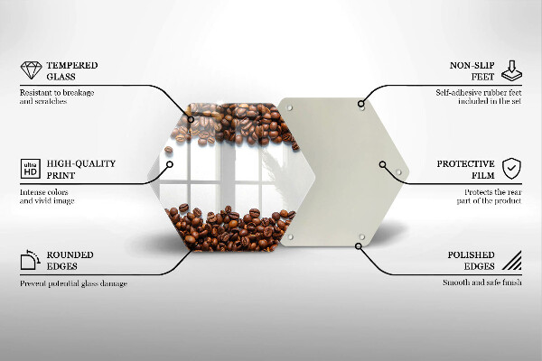 Skärbräda glas sexhörning Kaffebönor