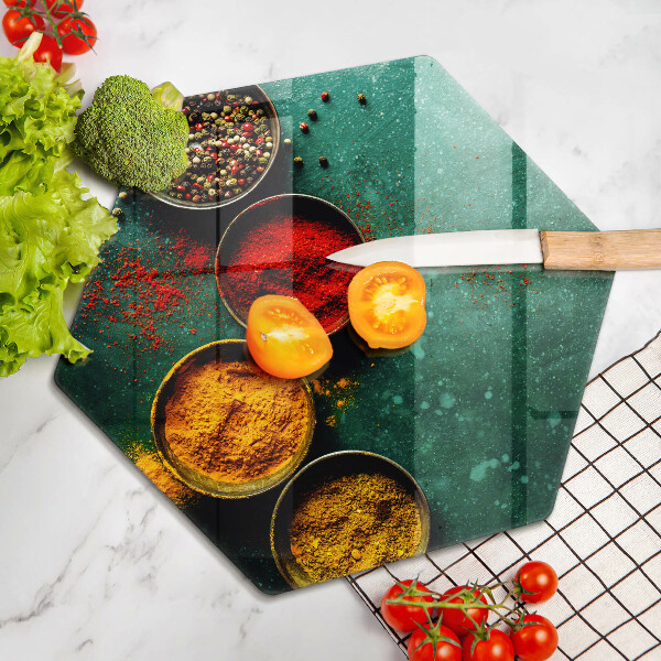 Skärbräda glas sexhörning Orientaliska kryddor