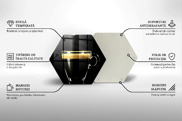 Skärbräda glas sexhörning Ett glas svart kaffe