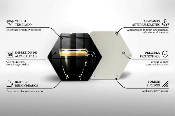 Skärbräda glas sexhörning Ett glas svart kaffe