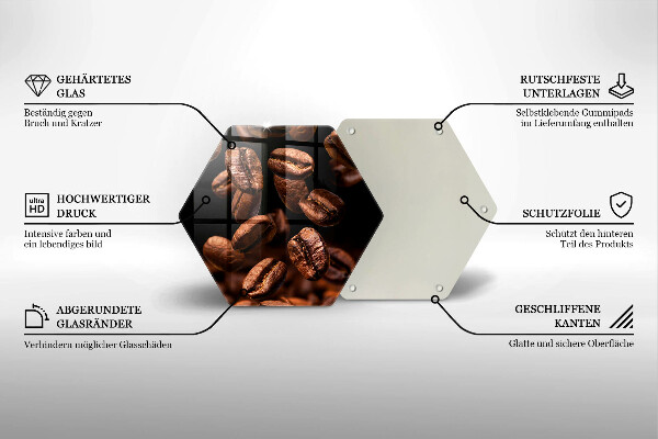 Skärbräda glas sexhörning Bruna kaffebönor