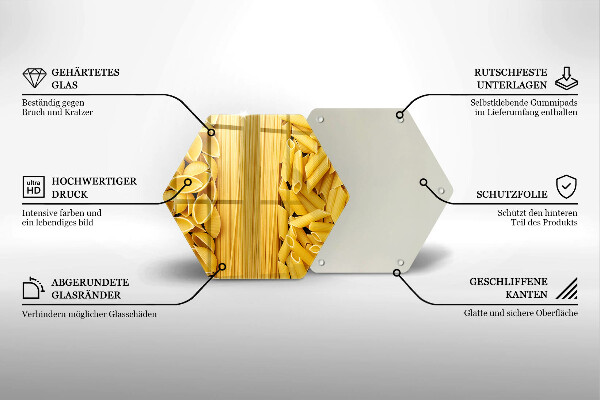 Skärbräda glas sexhörning Pasta