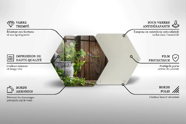 Skärbräda glas sexhörning Gröna örter