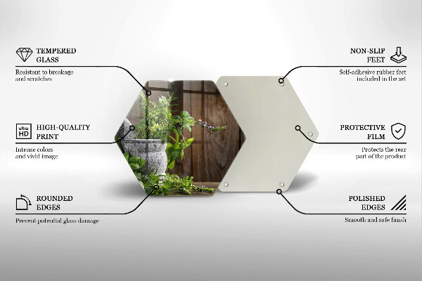 Skärbräda glas sexhörning Gröna örter